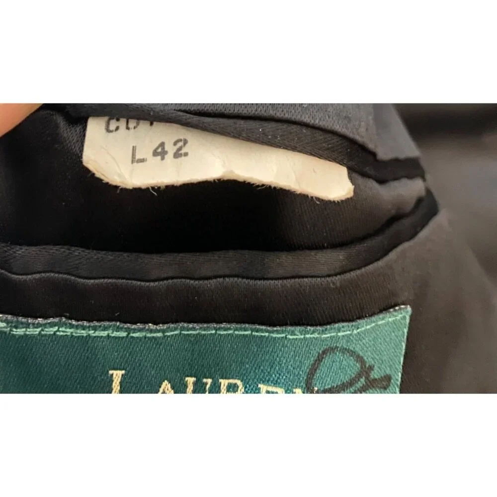 Lauren Ralph Lauren Black Wool Double-Breasted Overcoat Size 42 Long - Picture 8 of 15